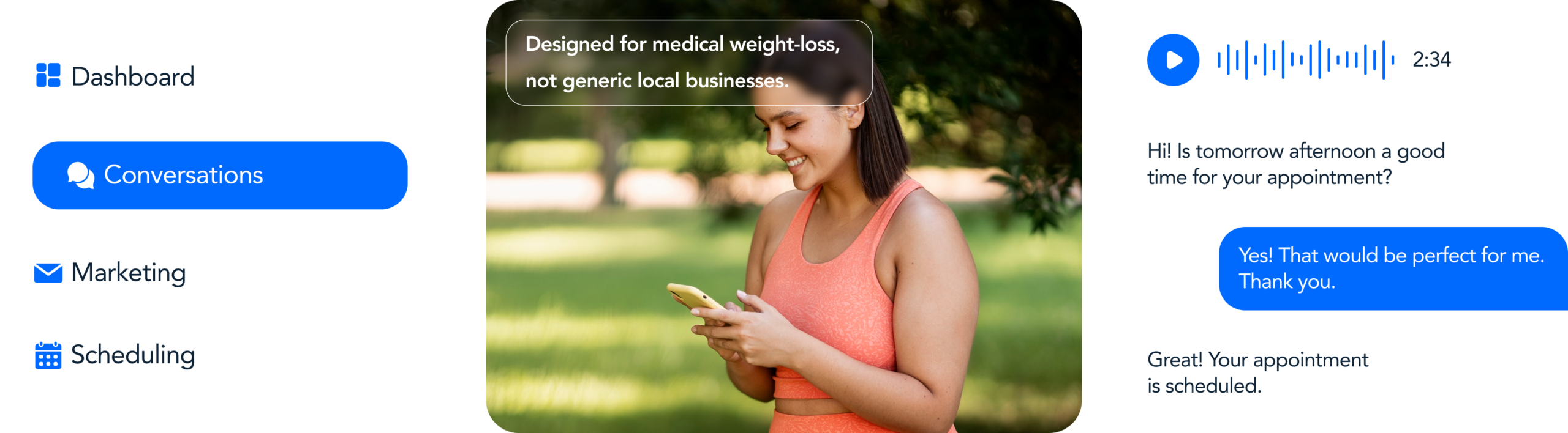 Designed for medical weight-loss, not generic local businesses.